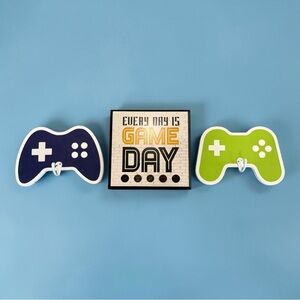 Set of 3 • Hobby Lobby Wood Sign and Two Game Controller Cutouts with Hooks